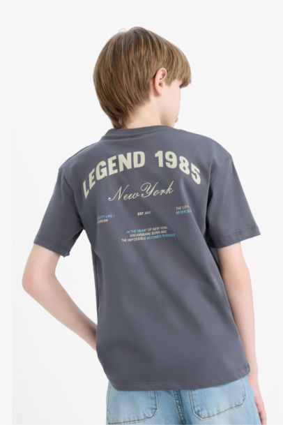 Bisiklet Yaka Sırt Baskılı Kısa Kollu Tişört Erkek Çocuk