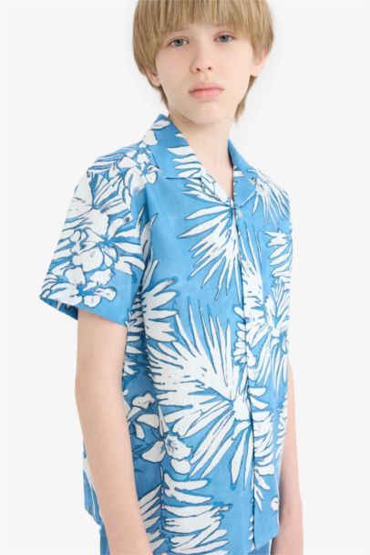Рубашка оверсайз с узором и коротким рукавом для мальчиков