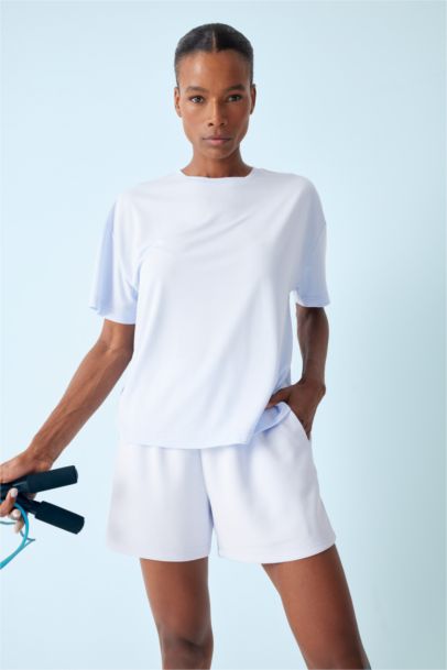 Oversize Geniş Kalıp Bisiklet Yaka Modal Kısa Kollu Tişört