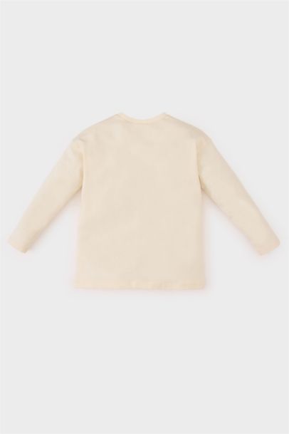 T-shirt imprimé à col rond et manches longues pour bébé fille