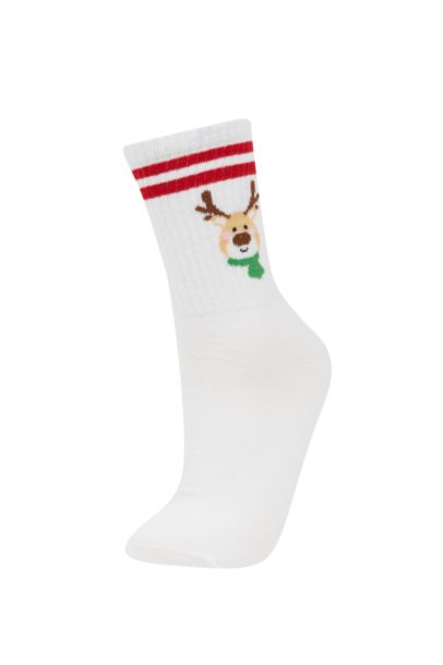 جوارب طويلة قطن بناتي بطبعة كريسمس - قطعتين