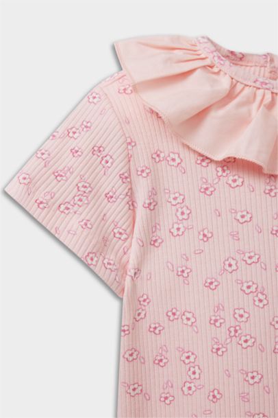 تيشيرت نص كم بناتي فلورال قصة عادية