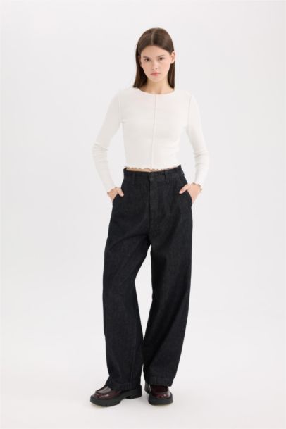 Jean baggy taille haute et long