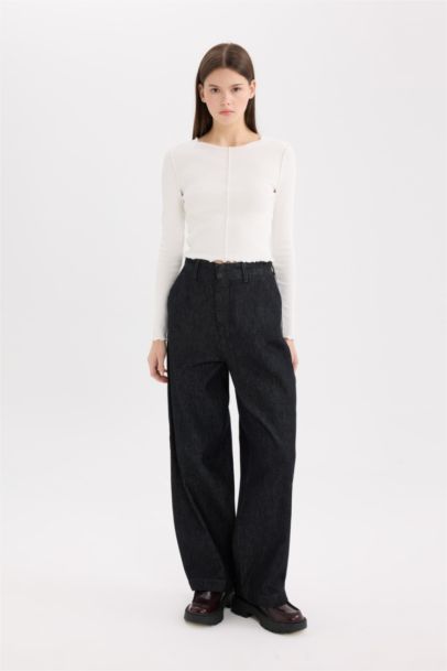 Jean baggy taille haute et long