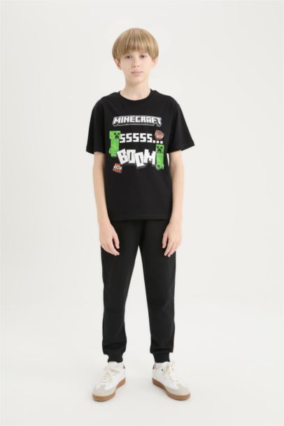 Minecraft Bisiklet Yaka Kısa Kollu Tişört Erkek Çocuk