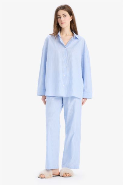 Striped Poplin Pajama Top