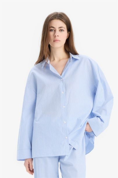 Striped Poplin Pajama Top