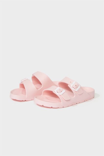 Woman Flat Sole Double Strap Eva Slippers