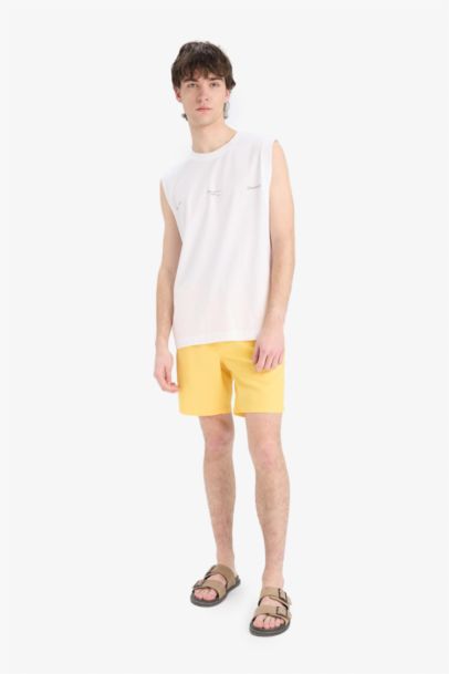 Boxy Fit Printed Crew Neck Cotton Tank Top