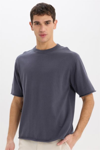 تيشيرت تريكو قطن نص ردن اوفر سايز