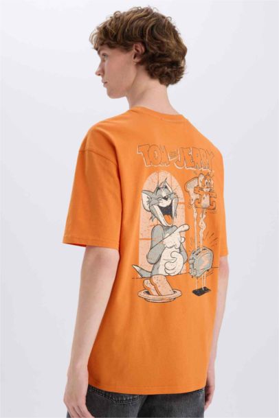 Cotton Tom & Jerry Boxy Fit Crew Neck Printed T-Shirt