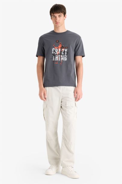 Regular Fit Crew Neck Printed Short Sleeve T-Shirt