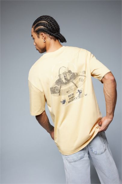 Rick and Morty Boxy Fit Back Printed Cotton T-Shirt
