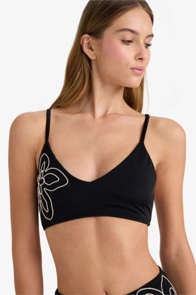 Regular Fit Embroidered Bikini Top