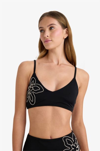 Regular Fit Embroidered Bikini Top