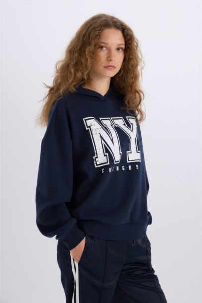 Loose Fit Printed Long Sleeve Sweatshirt