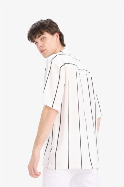 Regular Fit Open Neck Striped Shirt