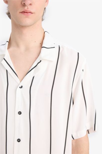Regular Fit Open Neck Striped Shirt