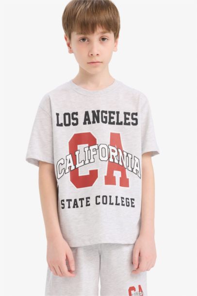 2'li Takım Baskılı Kısa Kollu Tişört Şort Erkek Çocuk