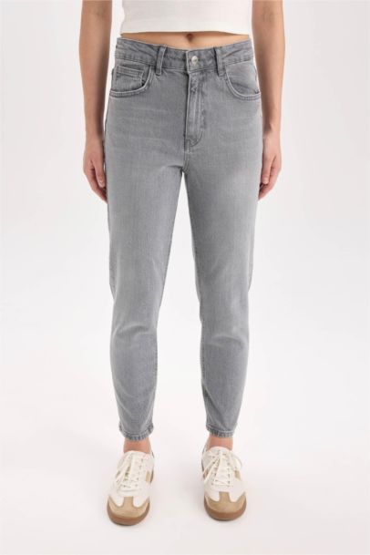 Lina Comfort Mom Yüksek Bel Bilek Boy Jean Yıkamalı Pantolon