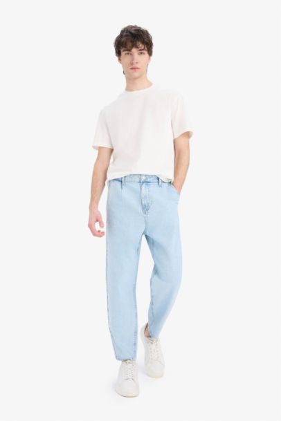 100% хлопковые джинсы с высокой талией и широкими штанинами, balloon fit