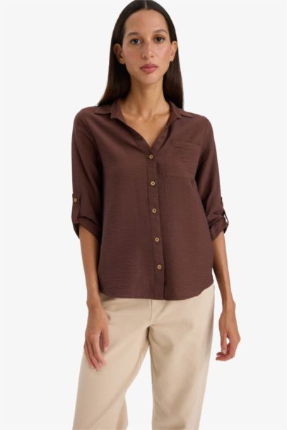 Regular Fit Shirt Collar Long Sleeve Shirt