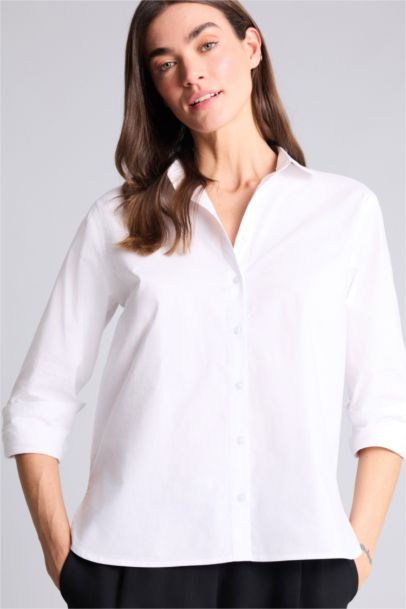 Oversize Fit Shirt Collar Poplin Long Sleeve Shirt