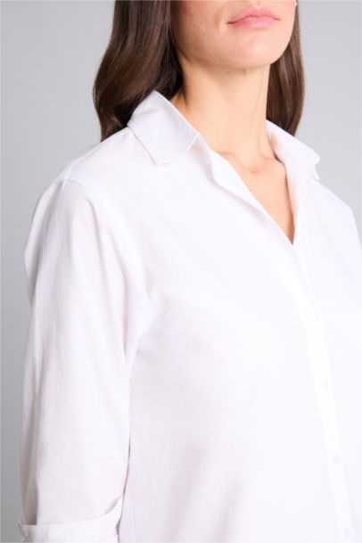 Oversize Fit Shirt Collar Poplin Long Sleeve Shirt