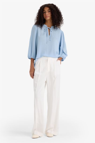 Regular Fit Crinkle Viscose Long Sleeve Blouse