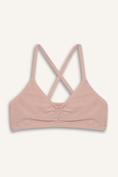 طقم بكيني بناتي قماش لامع - قطعتين