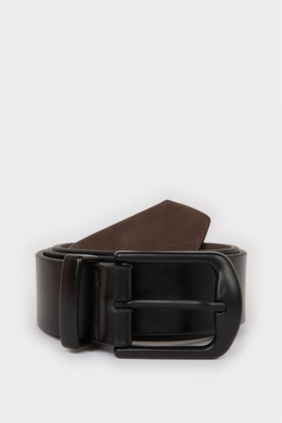 Man Rectangle Clasp Faux Leather Belt