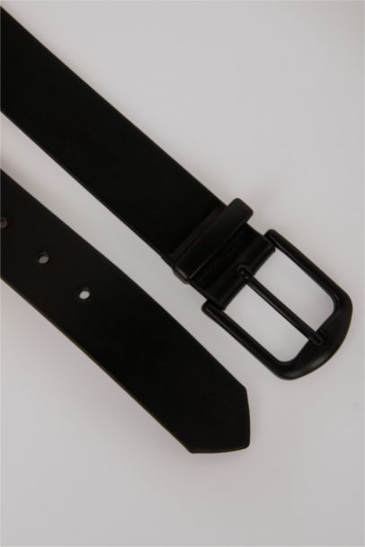 Man Rectangle Clasp Faux Leather Belt