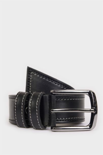 Erkek Dikdörtgen Toka Suni Deri Jean Kemeri