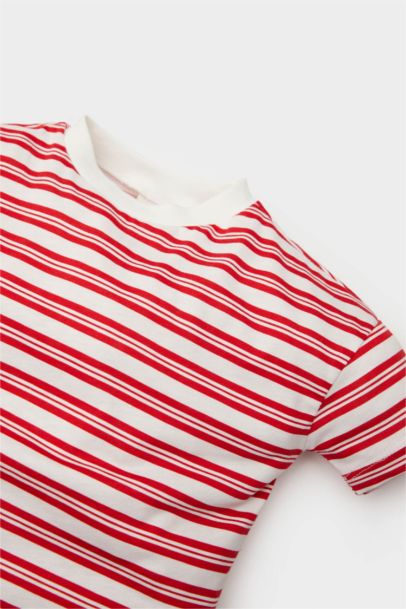 Bisiklet Yaka Çizgili Kısa Kollu Tişört Erkek Bebek