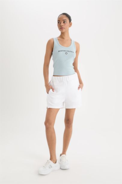 DeFactoFit NBA Boston Celtics Slim Fit Ribbed Crop T-Shirt