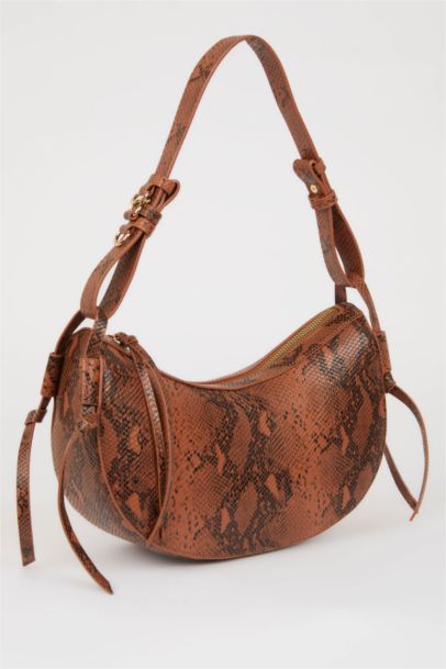 Woman Faux Leather Snakeskin Patterned Shoulder Bag