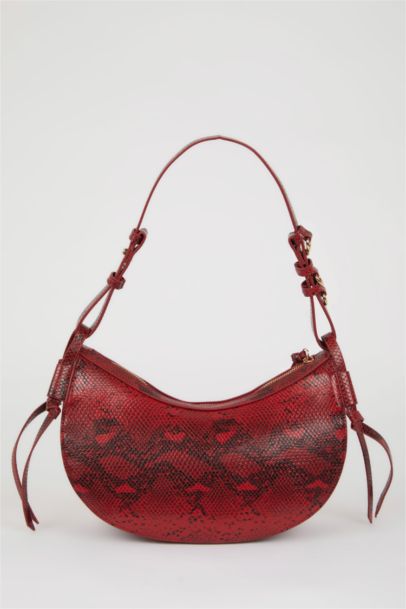 Woman Faux Leather Snakeskin Patterned Shoulder Bag