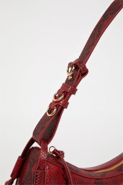 Woman Faux Leather Snakeskin Patterned Shoulder Bag