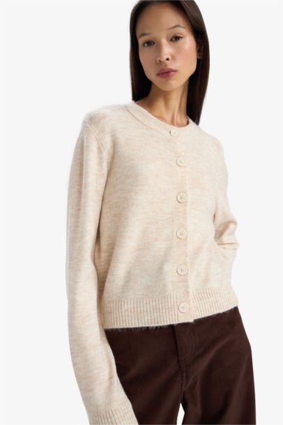 Regular Fit Crew Neck Cardigan