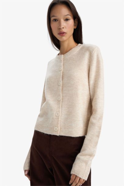 Regular Fit Crew Neck Cardigan