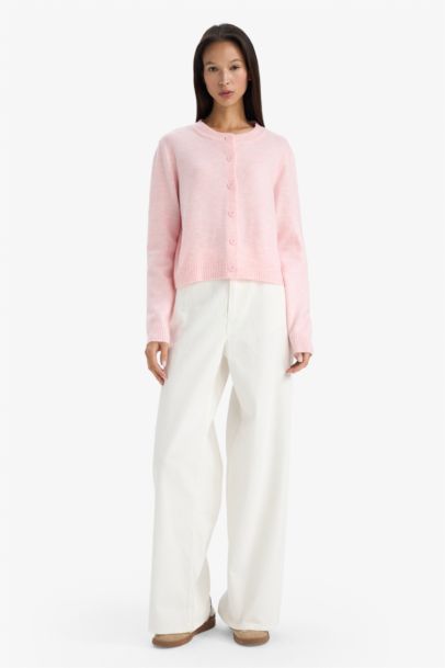 Regular Fit Crew Neck Cardigan