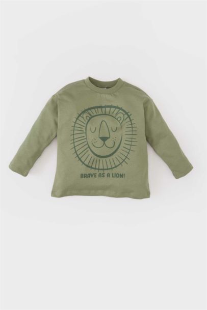 T-shirt imprimé à col rond et manches longues pour bébé garçon