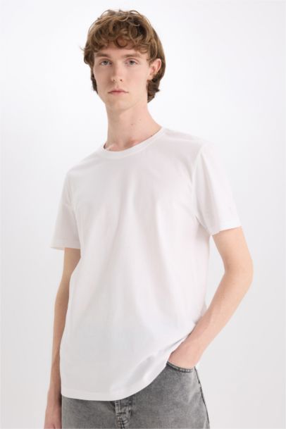 تيشيرت قطن سليم فيت مطبوع برقبة مستديرة