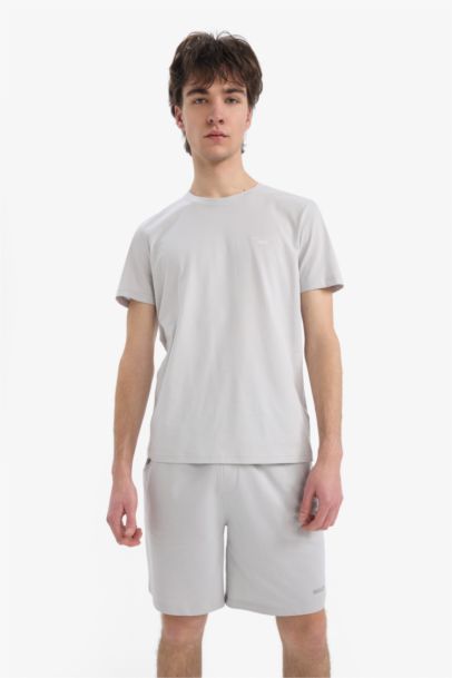 تيشيرت قطن سليم فيت مطبوع برقبة مستديرة