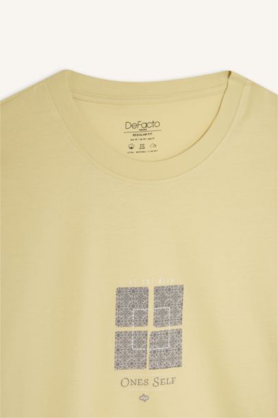 Cotton Regular Fit Crew Neck Printed T-Shirt