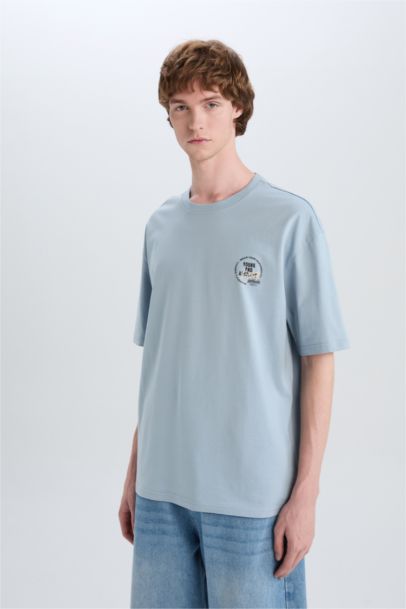 Cotton Boxy Fit Crew Neck Printed T-Shirt
