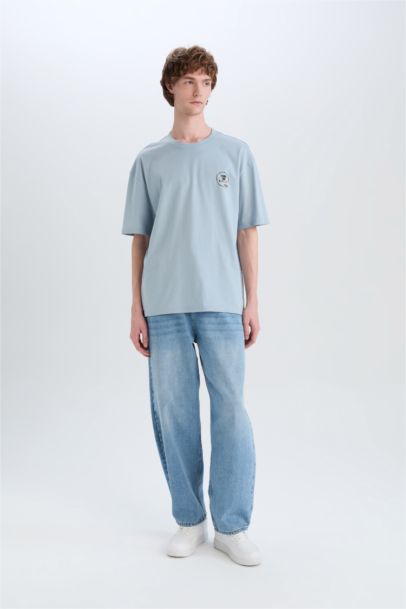 Cotton Boxy Fit Crew Neck Printed T-Shirt