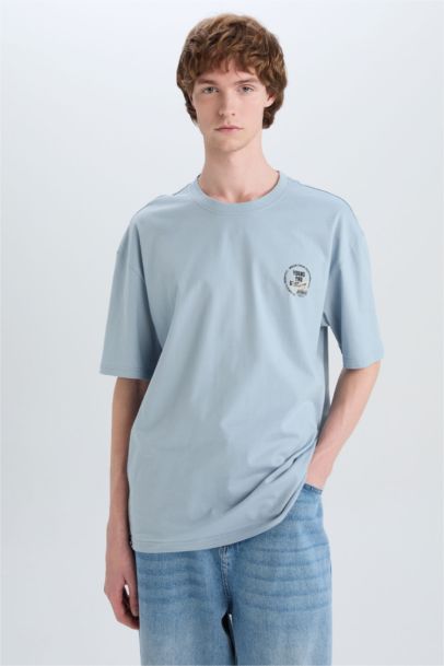 Cotton Boxy Fit Crew Neck Printed T-Shirt