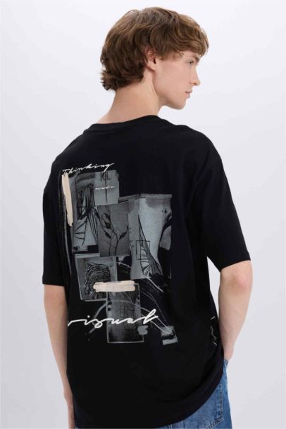 Cotton Boxy Fit Crew Neck Printed T-shirt