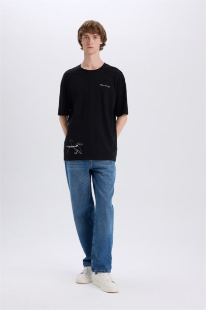 Cotton Boxy Fit Crew Neck Printed T-shirt